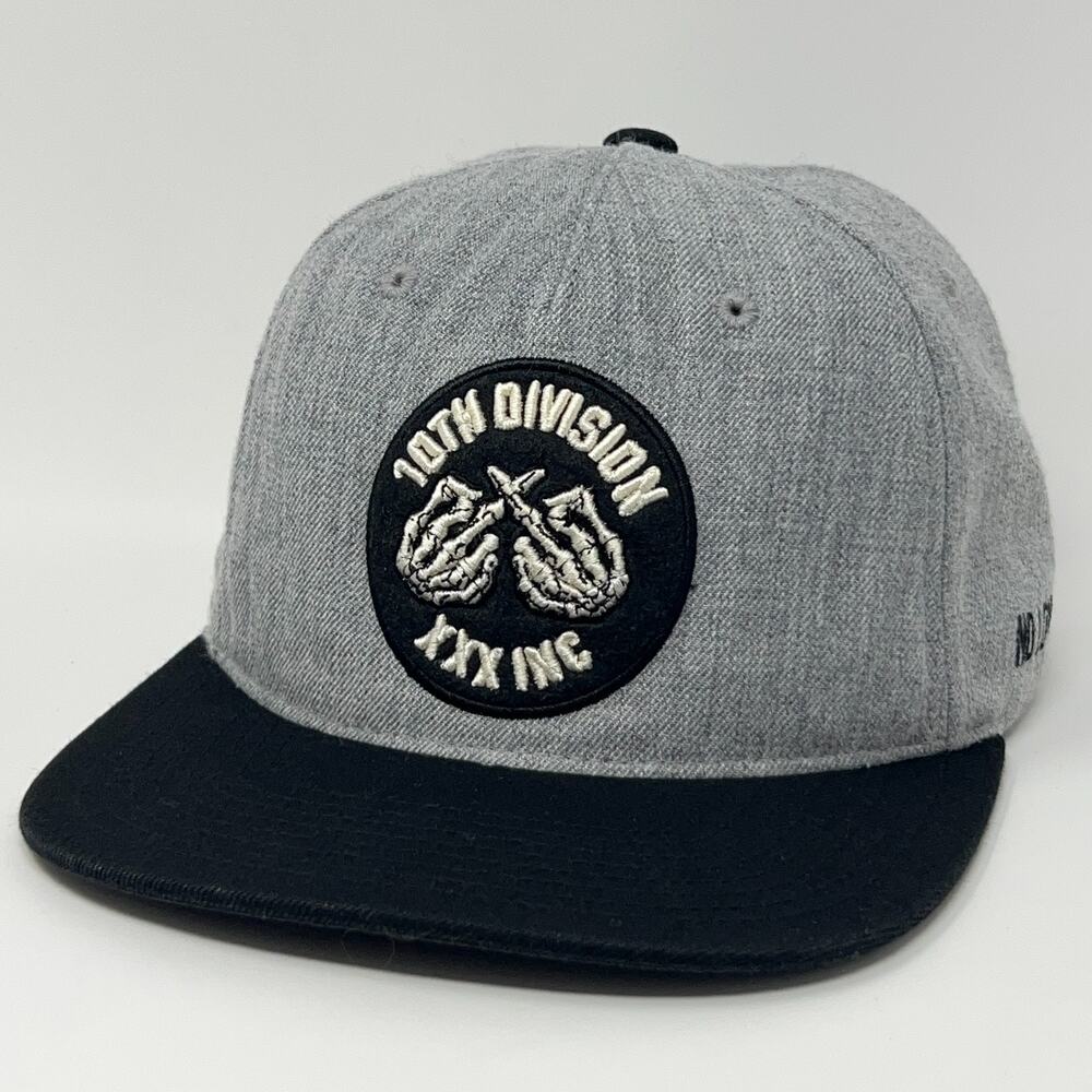 10.Deep 10th Division XXX Inc No Love Hat Baseball Cap Wool Blend Snapback Grey